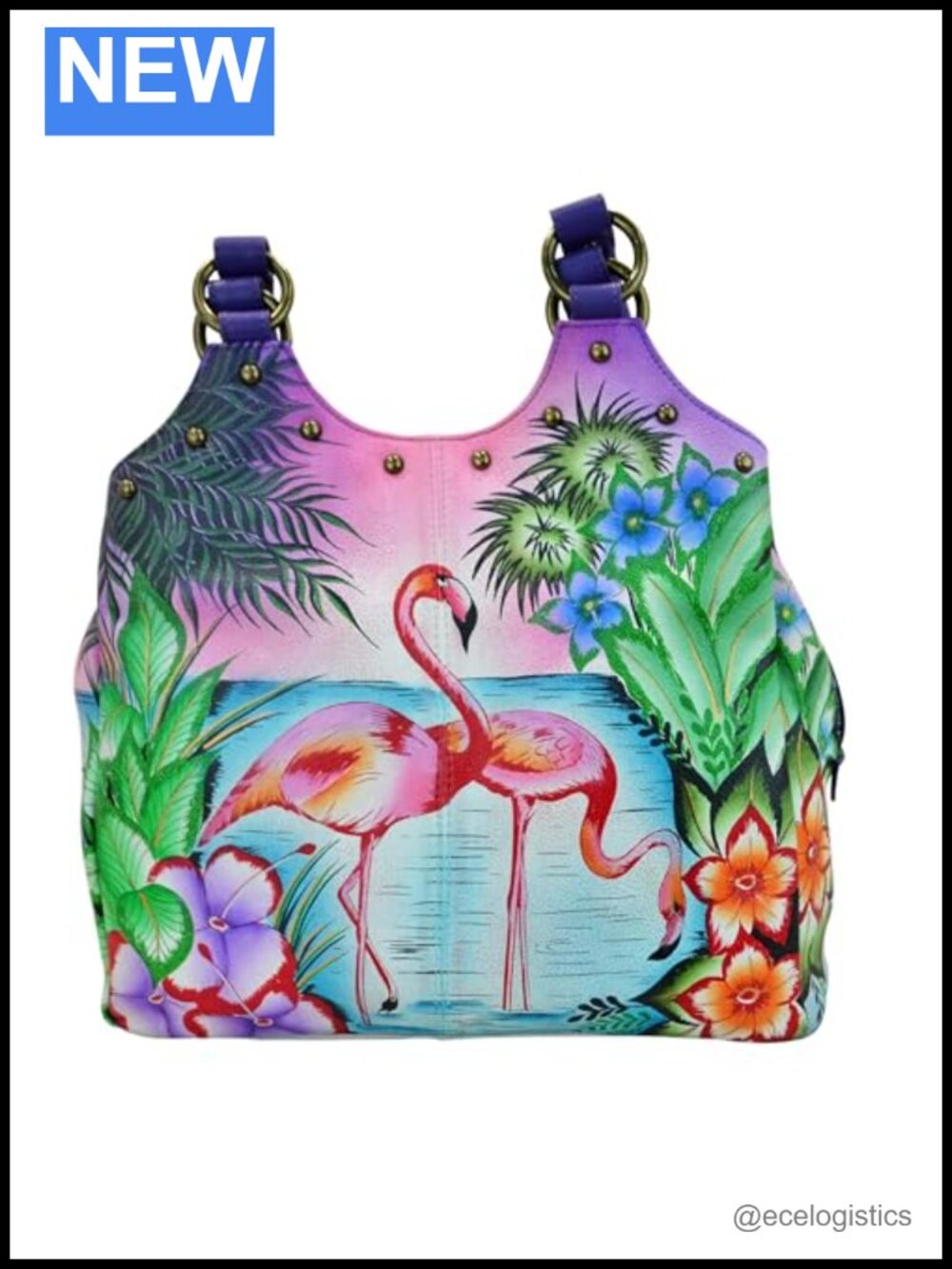 Hand Painted Genuine Leather Triple Compartment Satchel Bag